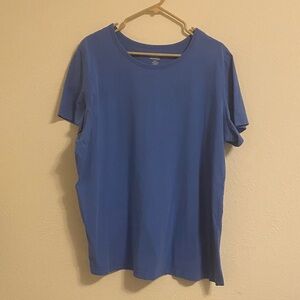 Time and Tru Men's Solid Blue Short Sleeve Crewneck Tee